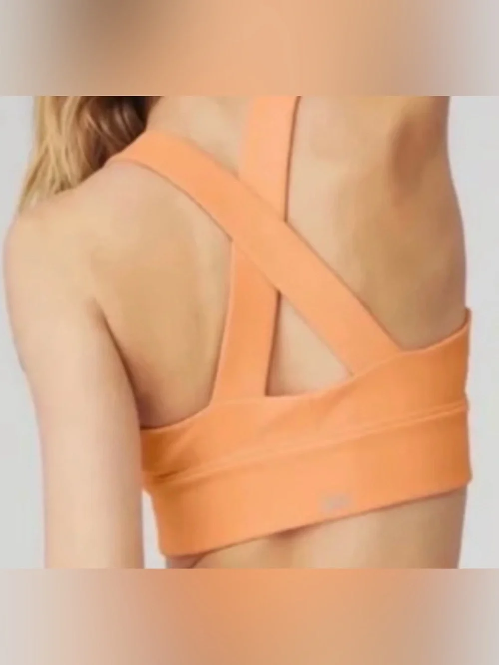 Alo Yoga Emulate ribbed cross-strap orange coral sports bra medium